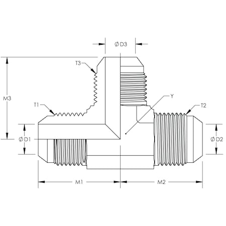 World Wide Fittings JIC Union Tee Stainless Steel 2603X16X16X16SS